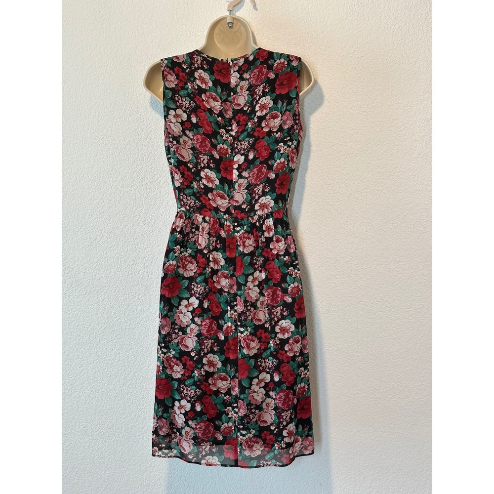 Brooks Brothers Red Fleece Floral Sleeveless Fit & Flare Dress Black Red Size 4